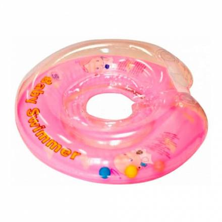 Круг на шею для купания детей от 6 до 36 кг., полуцветный, с погремушкой 